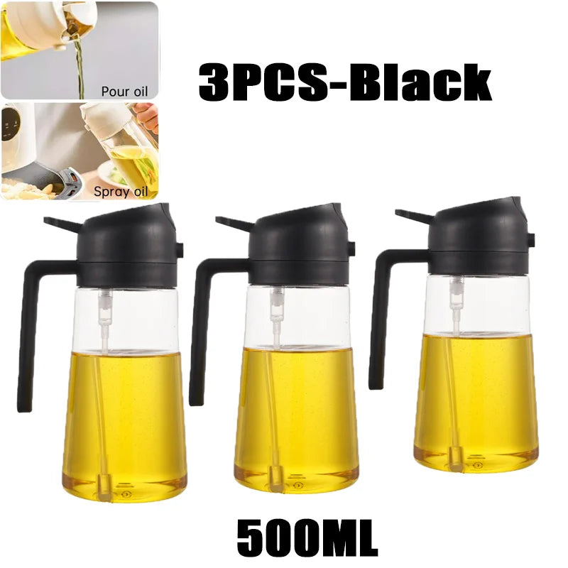 Botella pulverizadora de aceite de 200/300/500ml, pulverizador de aceite de oliva para cocinar barbacoa, pulverizador de aceite para hornear de plástico, botella vacía, botella de vinagre o cepillo de aceite