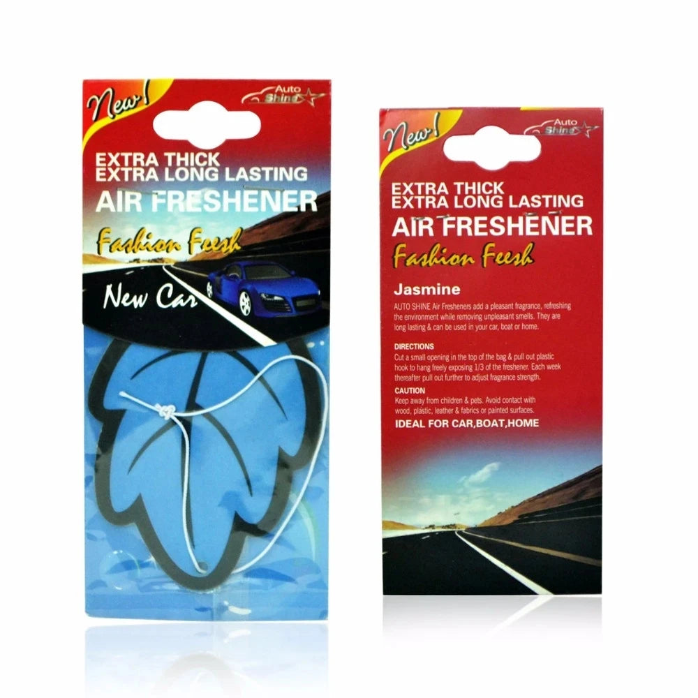 6 ambientadores para coche, papel perfumado con aroma natural a Lavanda, Fresa, Vainilla, Manzana, Jazmín y Coche Nuevo con forma de hoja para colgar en el coche, accesorios para el interior del coche, barco o casa.